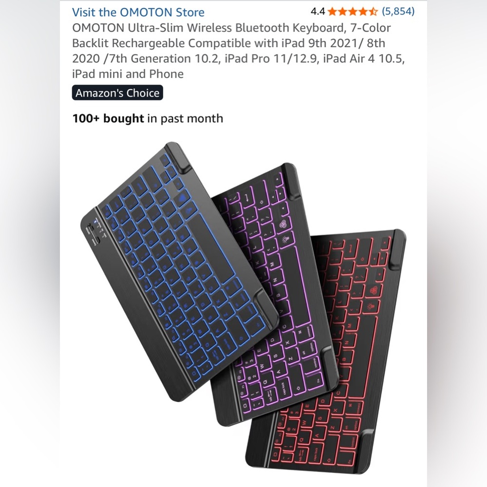 Wireless Backlit Keyboard with 7 Adjustable Colours BackLighting - Picture 2 of 13